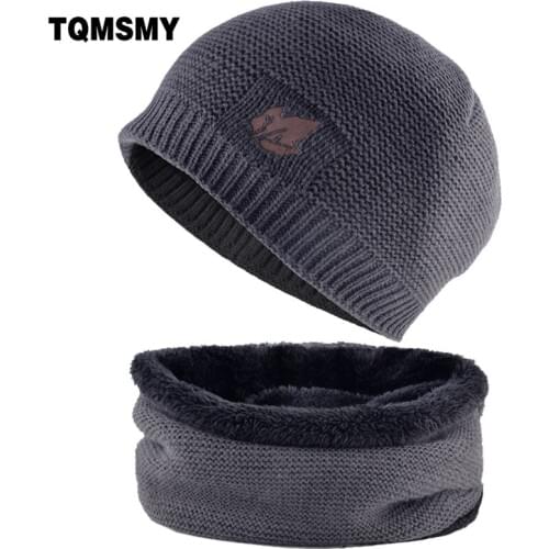 TQMSMY Winter Beanies Men Scarf Knitted Hat Caps Mask Leaves Warm Baggy Winter Hats For Men Women Skullies Beanies Hats TMC105