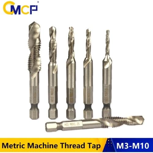 1pc M3 M4 M5 M6 M8 M10 HSS Screw Tap 1/4" Hex Shank Metric Machine Thread Tap For Metal Working Spiral Hand Tap Drill Bit