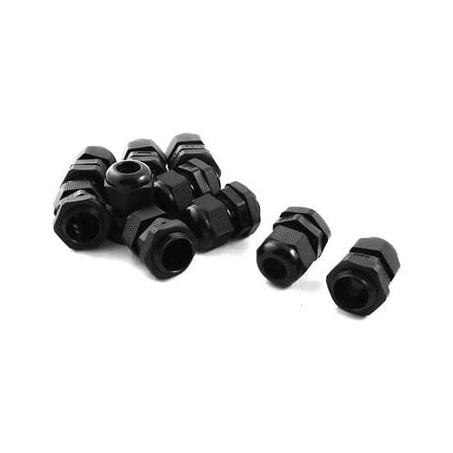 10pcs Black Nylon Strain Relief Glands Connector PG7 PG9 PG11 PG13.5 PG16 PG19 PG21 PG25