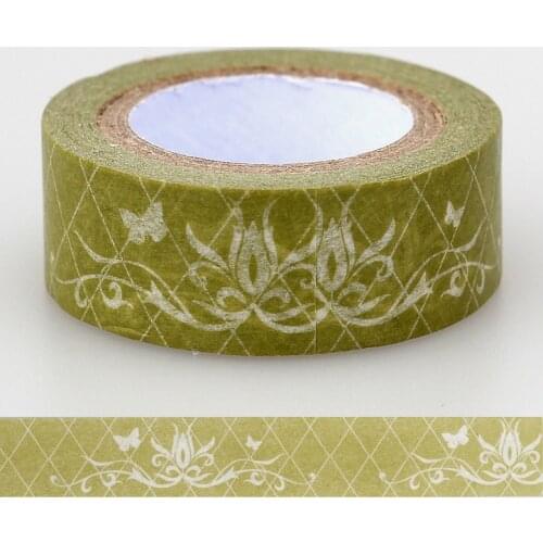 10pcs / Lot 15mm Craft Tape OLIVE PATTERN Print Scrapbooking DIY Sticker Decorative Masking Japanese Washi Tape Paper Flower 10m