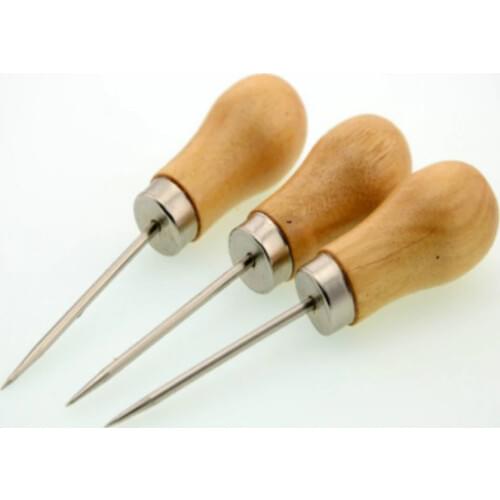 3Pcs Wooden Handle DIY Leather Tent Sewing Awl Pin Punch Hole Repair Tool Hand Stitcher Leather craft Needlework
