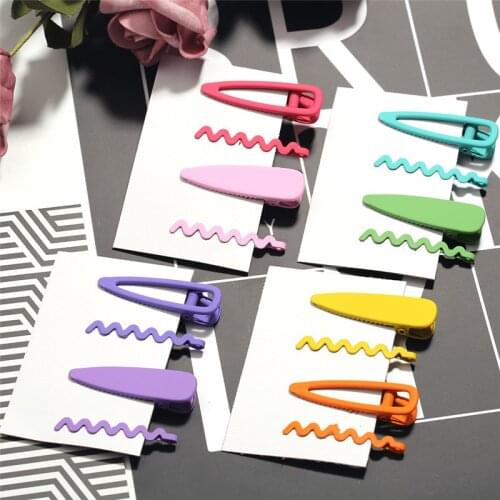 4 Pcs/set New Colorful Wave Hairpin Girl Cute Hair Clips Headdress Candy Color Headwear Fashion Hair Accessories