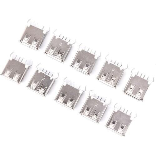 5/1 Pcs USB 2.0 Type A Female Vertical Socket Connector 180 Degrees 4 Pin Plug Jack Connectors 13mm 30V