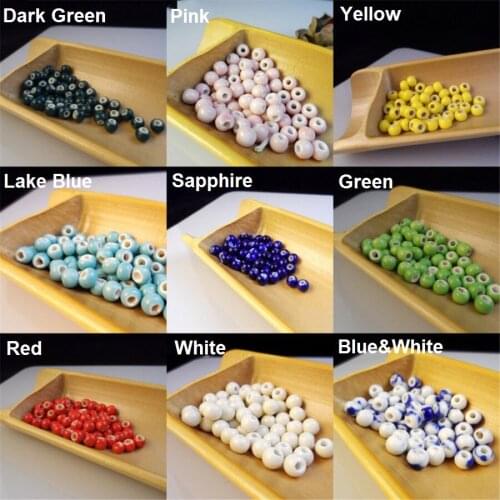 XINYAO 50Pcs/lot Diameter 6mm Round Shape Ceramic Beads With Hole Blue White Red Color Spacer Beads For Bracelet Jewelry Making