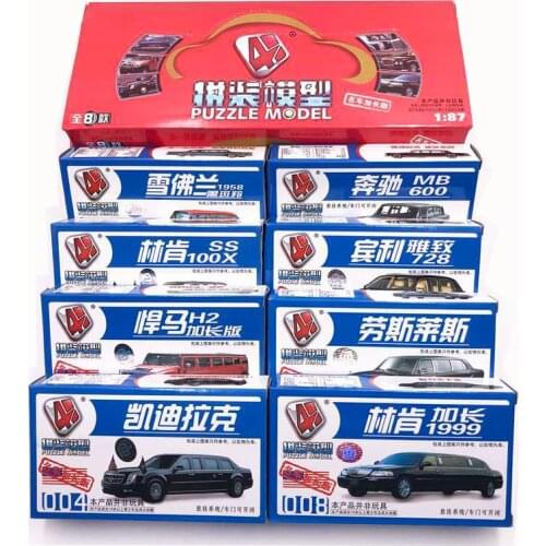 8PCS/Set 1:87 4D Stretch Limousines Deluxe Car Plastic Assemble Chevrolet Hummer Car Model Children Toys