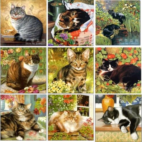 5D Diy Animal Diamond Painting Cross Stitch Diamond Embroidery Cat Full Square Diamonds Mosaic Pictures Of Rhinestones