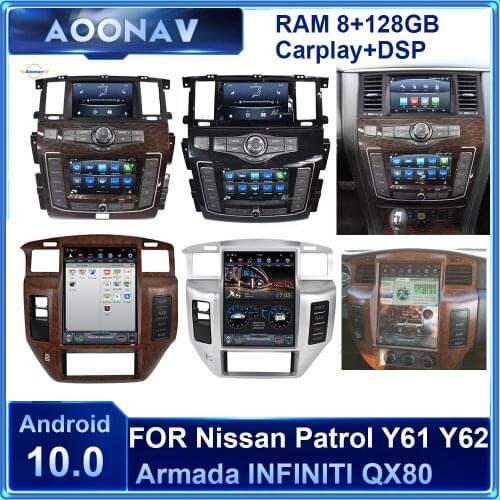 128GB Android 2din car radio coche For Nissan Patrol Y61 Y62 Armada Infiniti QX80 2002-2020 car audio multimídia autoradio