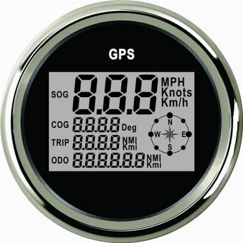 85mm Car GPS Speedometer Truck Boat Digital LCD Speed Gauge Knots Compass with GPS Antenna