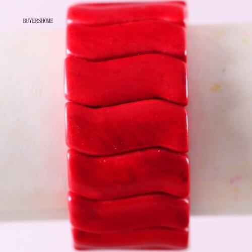 Free Shipping Women Jewelry Stretch Natural Stone Beads Red Howlite Bracelet 8" 1Pcs H913