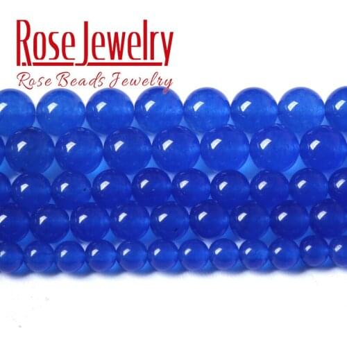 Natural Kyanite Blue Jades Chalcedony Stone Beads Round Loose Beads For Jewelry Making DIY Bracelet Accessories 4 6 8 10 12 14mm