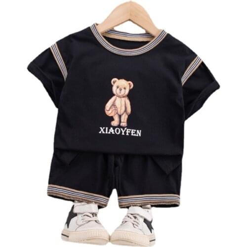 Children Fashion Sport Clothes Summer Kids Cartoon T Shirt Shorts 2Pcs/Set Baby Boys Letter Clothing Toddler Casual Tracksuits