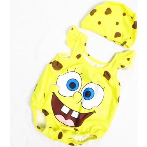 3D Cartoon Shape One-Piece Baby Swimwear With Hat Cute Baby Cosplay Swimsuit With Cap Cartoon Characters Baby Swimwear Set