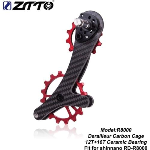 ZTTO Road Bike Carbon Fibre derailleur Cage With 16T Ceramic jockey wheel 16T Oversize Lower Pulley RD9000 R8000 6800 5800 4600