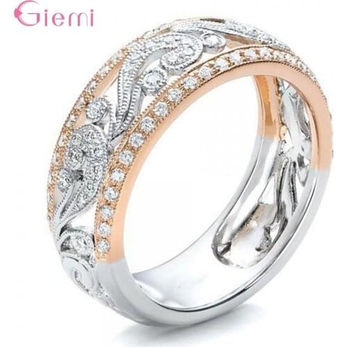 Luxury Women Fashion Jewelry Genuine 925 Sterling Silver Rings Paved Sparkling Crystal Super Nice Round Rings For Women Girls