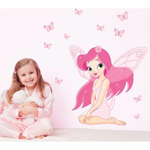 Beautiful Butterfly Fairy Wall Stickers for Girls room Kids room Bedroom Background Wall Decor Eco-friendly Art Decals dc8