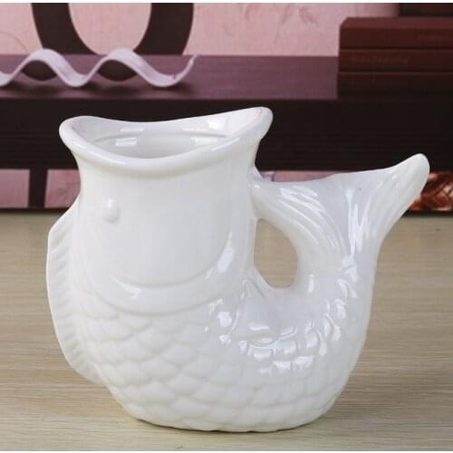 Creative Porcelain Carp Figurine Flower Pot Decorative Ceramics Fish Vase Houseware Art and Craft Trinket Ornament Accessories