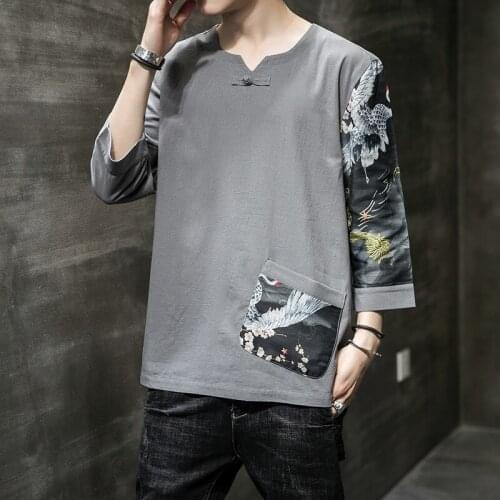 Summer 2021 Cotton Linen Top Traditional Chinese Clothing For Men Vintage Shirt Asian Streetwear Tang Suit Kung Fu Clothes 30642