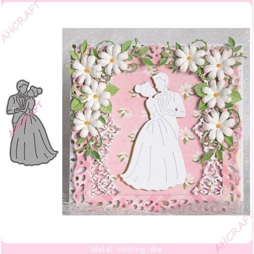 Bride and Groom Metal Cutting Dies for DIY Scrapbooking Photo Album Decorative Embossing Paper Card Crafts Die 2021