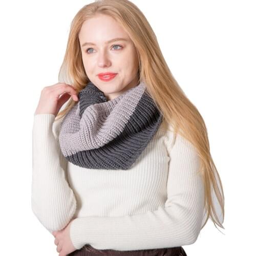 Mingjiebihuo New fashion wild warm collar couple autumn and winter wool scarf thick knitted bi-color patchwork collar