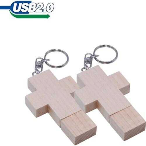 Mini usb pendrive flash drive wooden cross pen drive 128GB 8GB 16GB 32GB 64GB memoria usb stick cle usb gadgets key custom logo