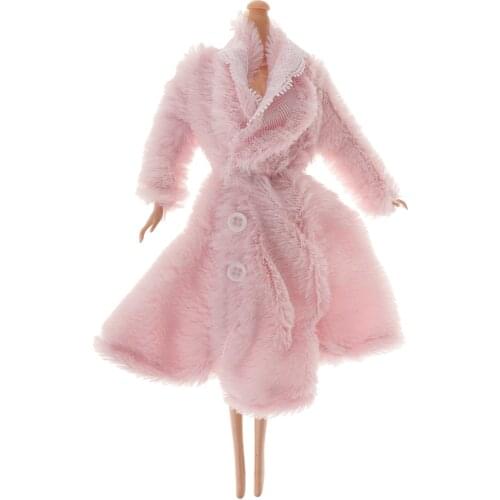 New Hot Pink Furry Coat for Bar Dolls Fashion Clothes Suit Dress Girl Birthday Gift Collectibles Kids Toys Dolls Accessories