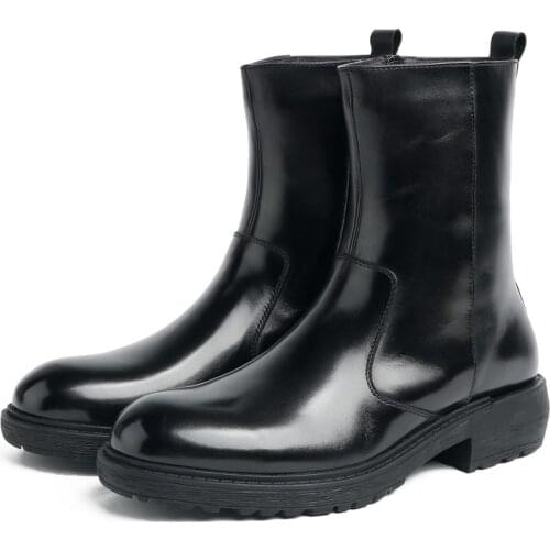 Fashion Black platform warm winter Boots Mens Boots Genuine Leather Boots Male Ankle Boots