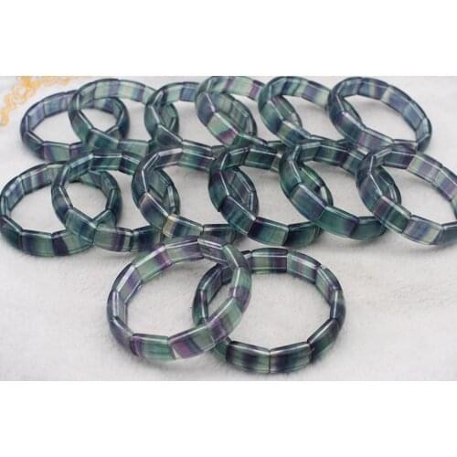 Natural Colorful Green Fluorite Quartz Wings Bracelet Rectangle Beads Wealthy 12x16mm Bracelet AAAAA