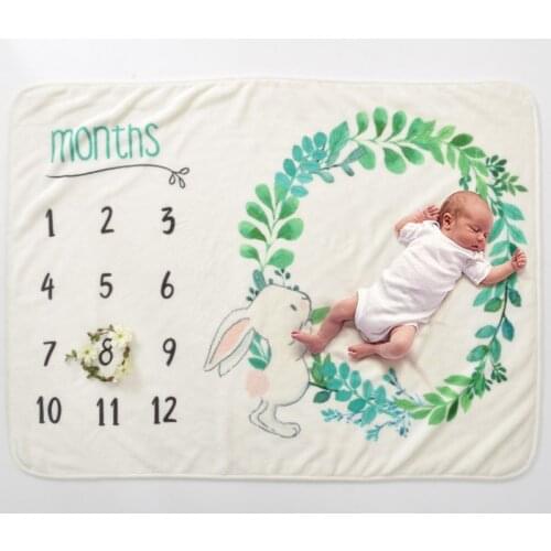 Newborn Photography Props Baby Milestone Blankets Swaddle Wrap Bathing Towels Flower Printed Cute Soft Blanket DIY Infant Kids