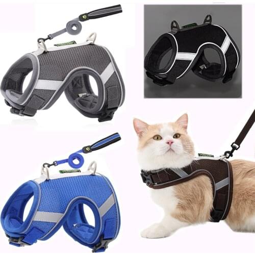 New Cat Dog Adjustable Harness And Leash Set Polyester Mesh Puppy Cat Harnesses Vest Reflective Vest For Small Medium Dog