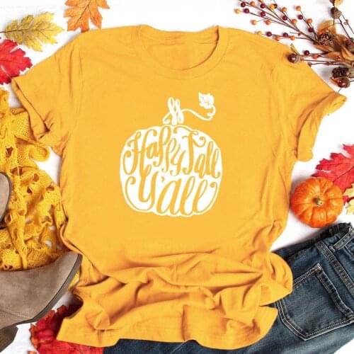 Happy Fall Y'all Pumpkin Autumn T-shirt Stylish Women Graphic Funny Tees Tops Harajuku 90s Grunge Tshirt Femme Drop Shipping