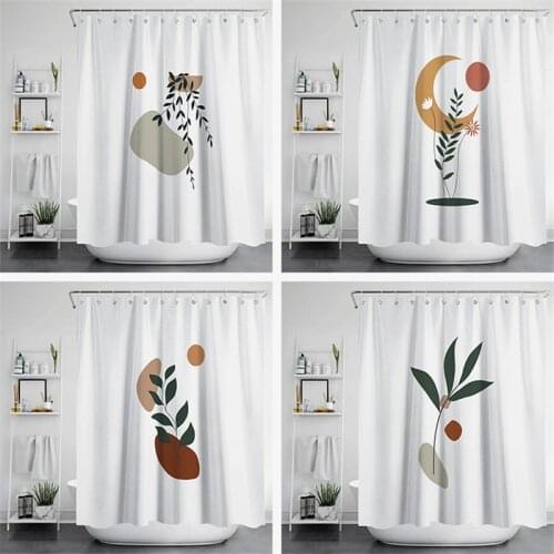 Simplicity Bestselling 3D Flower Print Nordic Style Shower Curtain Set Hook Natural Landscape Home Decoration Bathroom Curtains