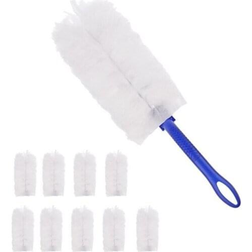 Disposable Dust Remover Handle with 10pcs Replaceable Brush Head Household Fiber Lint Free Electrostatic Cleaner Tool