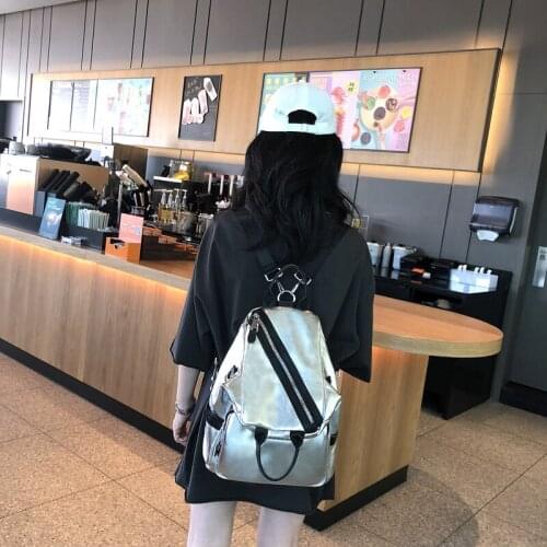 Womens Backpack Silvery White Leather Bags 100% Female Handbag New Summer 2021 Luxury Women Brand Handbags