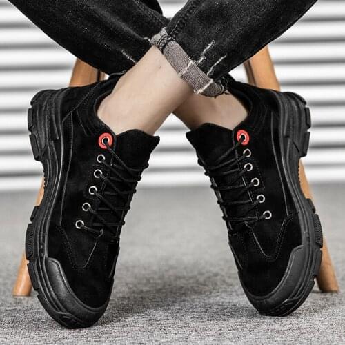 ZEEKSON Outdoor Leisure Tooling Boots New Style Plus Velvet Mid-cut British Style Martin Boots Trendy Thick-soled Mens Shoes