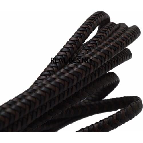 5m/lot approx:7*4mm brown black Braided Leather Cord for Leather Bracelet flat Leather Thread Rope Necklace Jewelry Making cord
