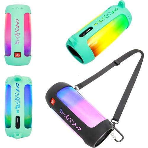 Newest Explosion-proof Bluetooth Speaker Case Silicone Cover with Carabiner Strap for JBL Pulse 4 Wireless Bluetooth Speaker Bag