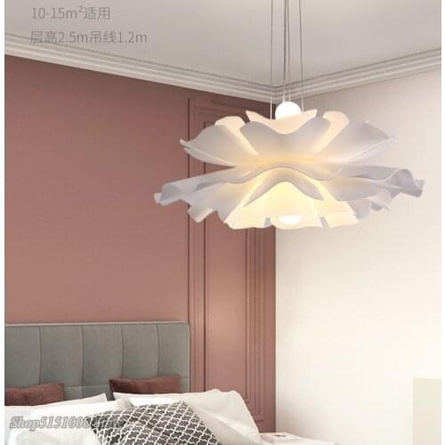 Modern Nordic LED bedroom lampsminimali White Acrylicrestaurant living room lamp girl room chandelier flower red chandeliers