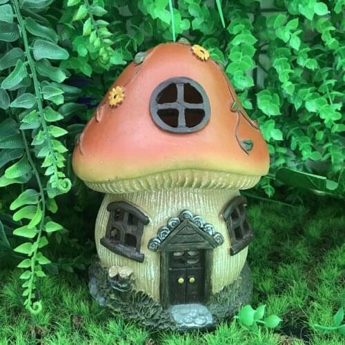 Resin Mushroom House Statue, Decoration, Rustic Indoor Outdoor Beach Yard, Room Home Decor, Yard Garden