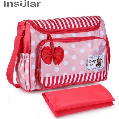 Insular Multifunctional Baby Stroller Bag Nylon Waterproof Diaper Bags Fashion Printed Maternity Bag Larger Capacity Nappy Bags
