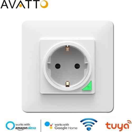 AVATTO Smart Wall Socket,Tuya Smart life APP Voice Remote Control EU 16A Wifi Power Plug Works With Google Home Alexa IFTTT