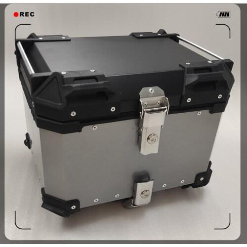 Universal Moto Rear Toolbox 45L 55L 65L Trunk Storage Top Tool Box Waterproof Luggage Helmet Key Lock Case Aluminum Accessories