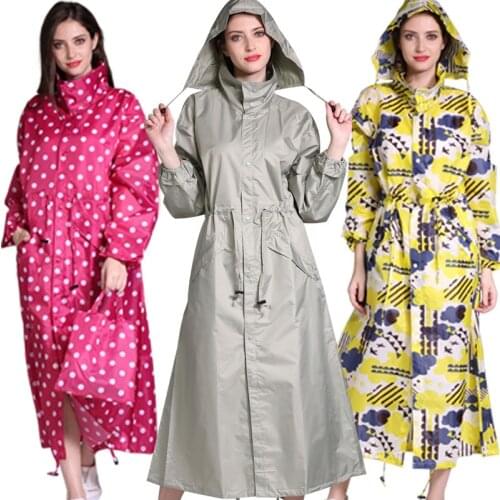 Ladies Hooded Extra Long Raincoat Women Impermiable Travel Poncho Glue Overall Colorful Rainwear Travel Plastic Rain Coats
