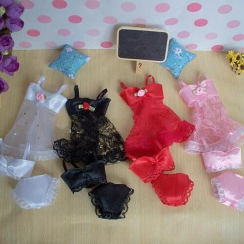 1set Sexy Pajamas For Barbie Doll Lingerie Lace Costumes Bra Underwear Clothes For Barbie Doll Clothes Gown Underwear Lace Dress