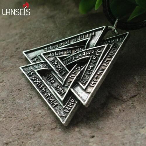 Lanseis 1pcs viking Valknot pendant the "knot of the slain" norse letter symbol men necklace