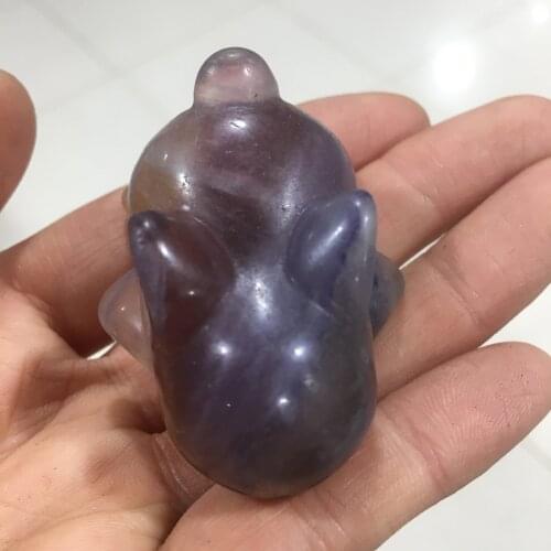1pcs Natural rainbow fluorite quartz carved crystal rabbit statue crystal animal totem