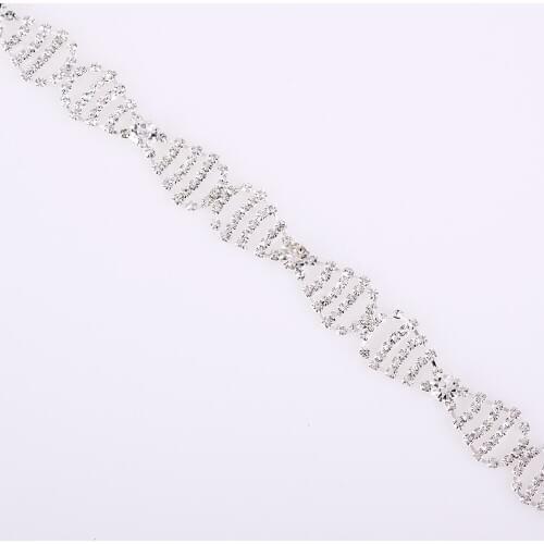 1 yard 2 cm Bows Crystal Rhinestone Chain Trim Applique for Wedding Dresses Costume DIY Crafts Silver Gold