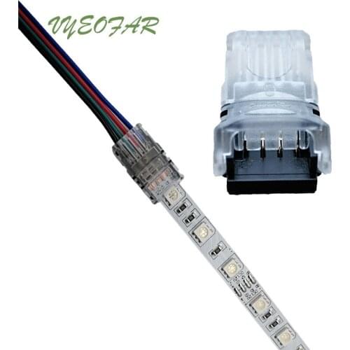 10pcs 4pin 10mm LED RGB Strip Connector For RGB SMD 5050 LED Strip to wire Connection Terminals Transparent cover