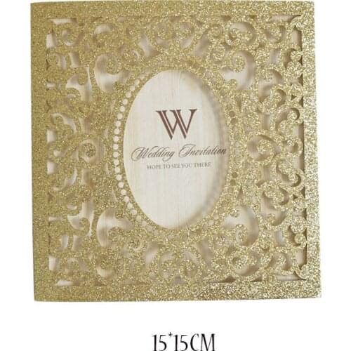 20pcs/pack Gold Silver Glitter Paper Wedding invitations European Laser Cut Wedding Invitations Card Wedding Party Decoration