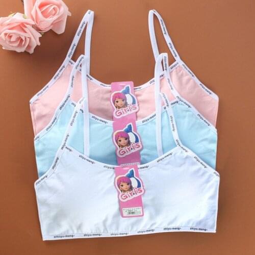 5pcs/lot Teenage Kids Bra Girls Underwear Cotton Teen Sports Bra with Chest Pad Puberty Girl training Bra Children Underclothes