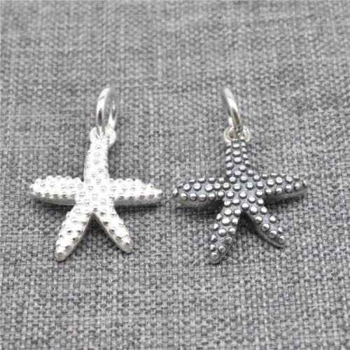 5 Pieces of 925 Sterling Silver Starfish Charms Star Fish Pendant for Ocean Sea Necklace Bracelet